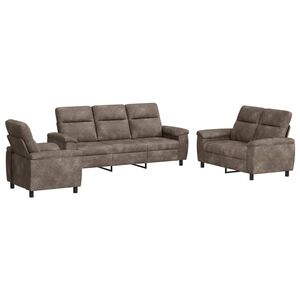 vidaXL Ensemble de Canap&eacute;s 3 pcs Gris clair Simili daim