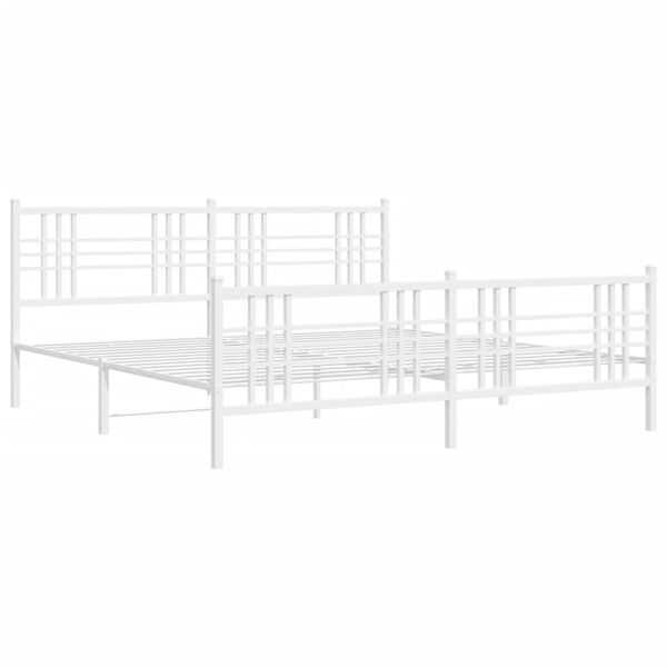 vidaXL Cadre de lit m&eacute;tal sans matelas et pied de lit blanc 180x200 cm