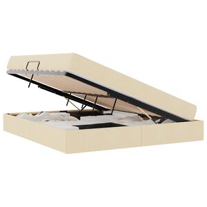 vidaXL Lit avec rangement et matelas Cr&egrave;me 160 x 200 cm Polyester