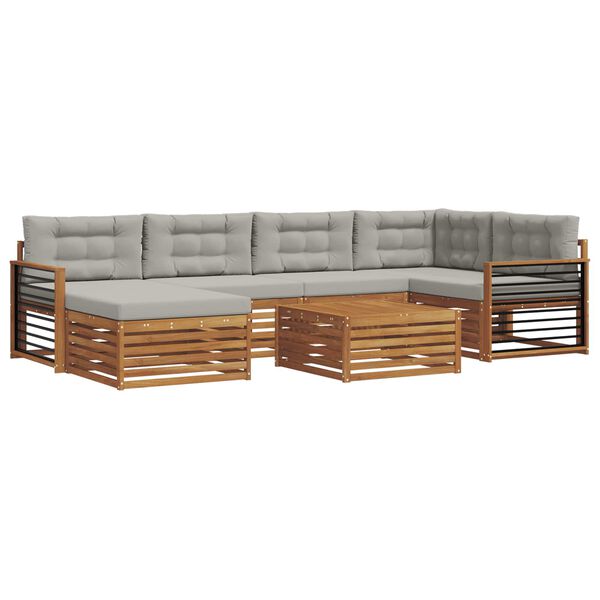 vidaXL Ensemble de canap&eacute;s d'ext&eacute;rieur 7 pcs Gris Naturel et Clair