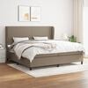vidaXL Sommier &agrave; lattes de lit avec matelas Taupe 200x200 cm Tissu