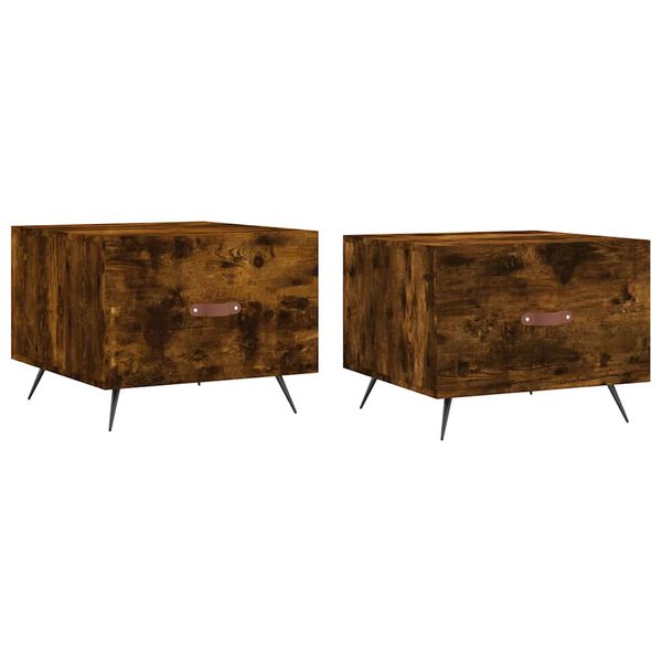 vidaXL Tables basses 2 pcs ch&ecirc;ne fum&eacute; 50x50x40 cm bois d'ing&eacute;nierie