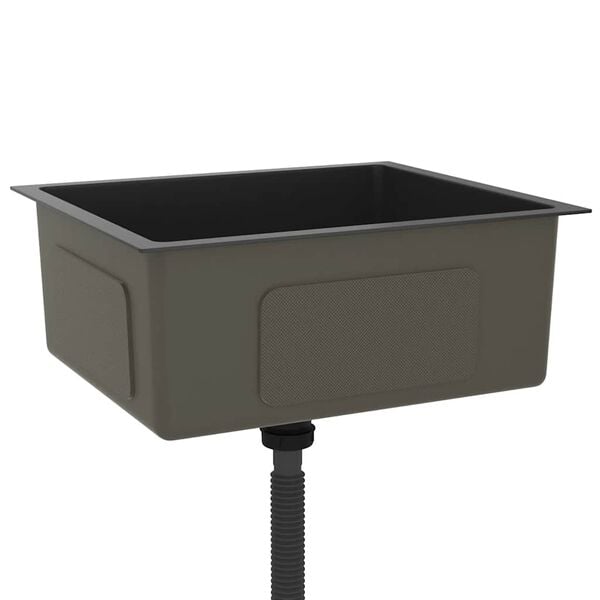 vidaXL Évier de cuisine fait main Noir Acier inoxydable