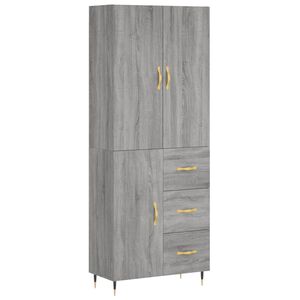 vidaXL Buffet haut Sonoma gris 69,5x34x180 cm Bois d'ing&eacute;nierie