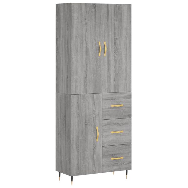 vidaXL Buffet haut Sonoma gris 69,5x34x180 cm Bois d'ing&eacute;nierie