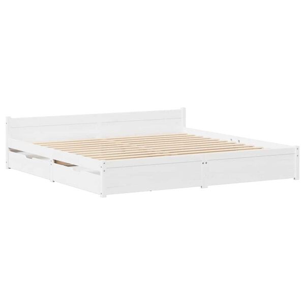 vidaXL Cadre de lit sans matelas blanc 140x190 cm bois de pin massif