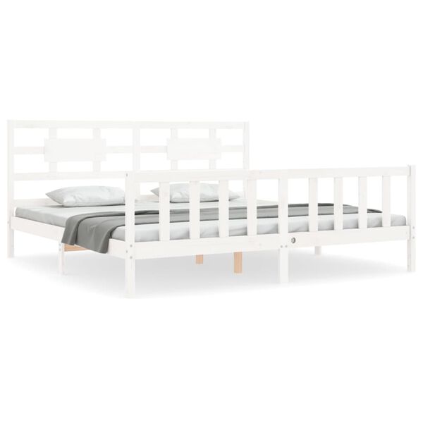 vidaXL Cadre de lit sans matelas blanc bois massif de pin