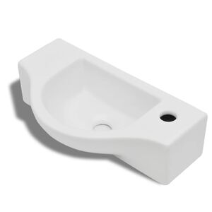 Vasque &agrave; trou pour robinet c&eacute;ramique Blanc pour salle de bain