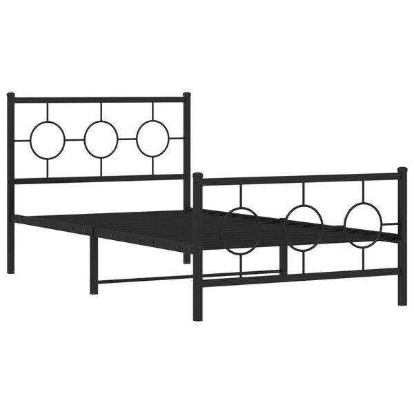 vidaXL Cadre de lit métal sans matelas avec pied de lit noir 100x190cm