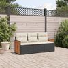 vidaXL Salon de jardin 3 pcs avec coussins noir r&eacute;sine tress&eacute;e