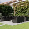 vidaXL Salon de jardin 9 pcs avec coussins Noir R&eacute;sine tress&eacute;e