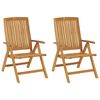 vidaXL Chaises de jardin inclinables lot de 2 et coussins teck massif
