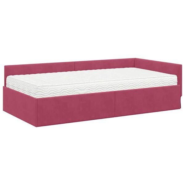 vidaXL Cadre de lit d'angle avec matelas Autre 2 pcs Vert Velours
