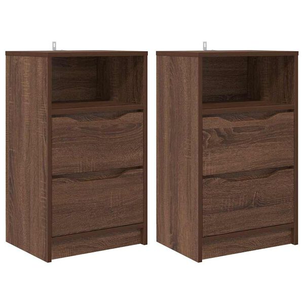 vidaXL Tables de chevet avec tiroir 2 pcs Ch&ecirc;ne brun 40 x 30 x 467 cm