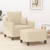 vidaXL Fauteuil avec repose-pied Crème 60 cm Tissu