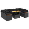 vidaXL Salon de jardin 10 pcs avec coussins noir r&eacute;sine tress&eacute;e