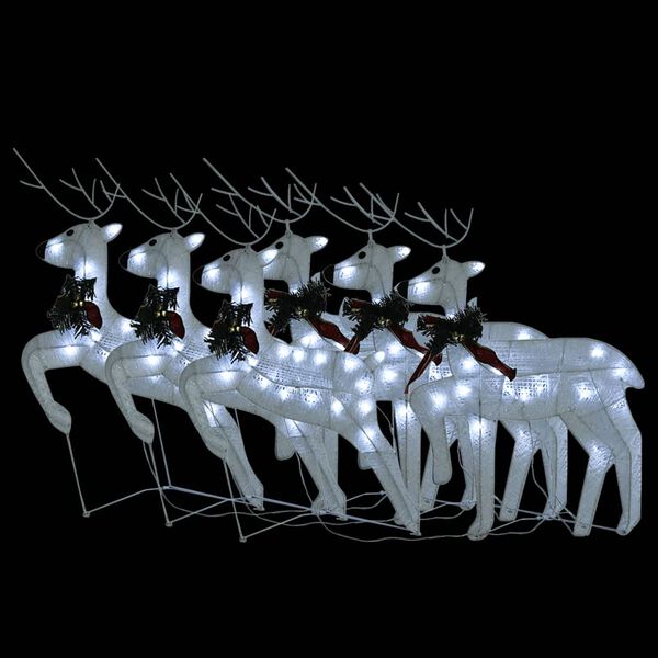vidaXL Rennes de Noël 6 pcs Blanc 120 LED
