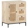 vidaXL Buffet 60x35x70 cm Bois de manguier massif et canne naturelle