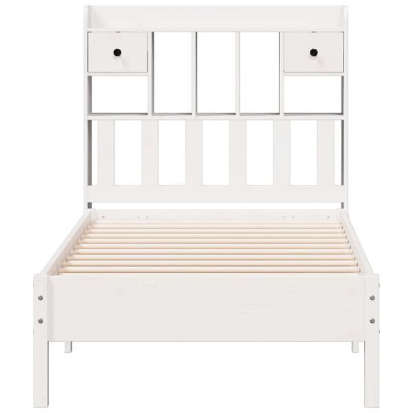 vidaXL Lit biblioth&egrave;que sans matelas blanc 90x190cm bois de pin massif