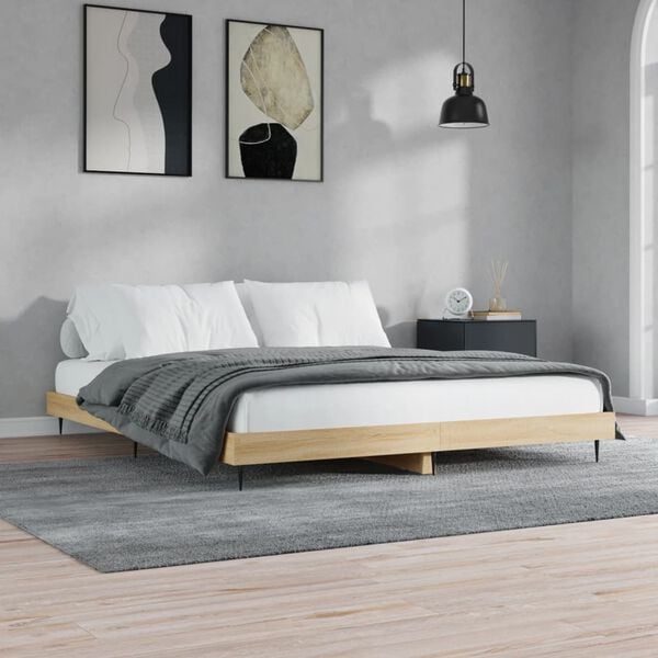 vidaXL Cadre de lit sans matelas ch&ecirc;ne sonoma 180x200 cm