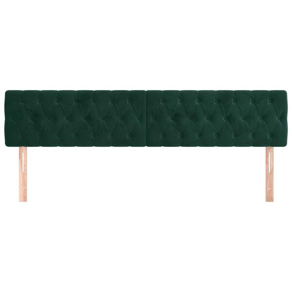 vidaXL T&ecirc;tes de lit 2 pcs Vert fonc&eacute; 90x7x78/88 cm Velours