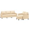 vidaXL Ensemble de canapés 3 pcs avec coussins Crème Tissu
