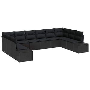 vidaXL Ensemble de canap&eacute; de jardin 10 pi&egrave;ces 9-Nombre de places Noir
