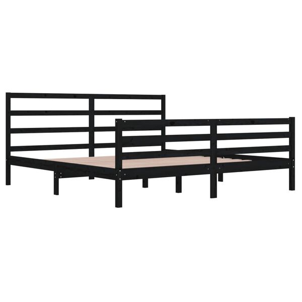 vidaXL Cadre de lit sans matelas noir bois massif de pin 200x200 cm