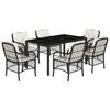 vidaXL Ensemble &agrave; manger de jardin coussins 7pcs Noir R&eacute;sine tress&eacute;e