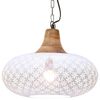 vidaXL Lampe suspendue industrielle Blanc Fer et bois solide 40 cm E27