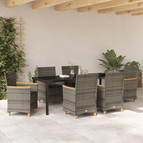 vidaXL Ensemble de salle &agrave; manger pour jardin 7 pcs Gris polyrotin