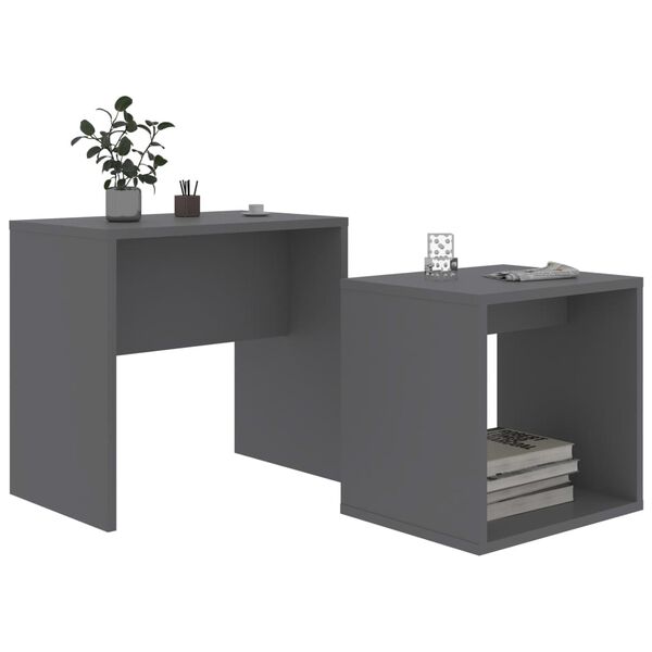 vidaXL Ensemble de tables basses Gris 48x30x45 cm bois d'ing&eacute;nierie
