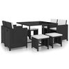 vidaXL Ensemble &agrave; manger d&rsquo;ext&eacute;rieur 9 pcs coussin R&eacute;sine tress&eacute;e Noir