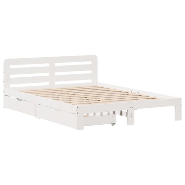 vidaXL Cadre de lit sans matelas blanc 150x200 cm bois de pin massif