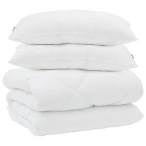 vidaXL Couette avec Oreillers 3 pc Blanc Microfibre et Plumes D'oie
