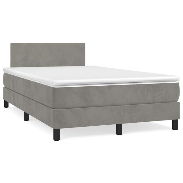 vidaXL Sommier &agrave; lattes de lit avec matelas LED gris clair 120x190 cm