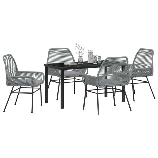 vidaXL Ensemble de salle &agrave; manger pour jardin 5 pcs Gris polyrotin