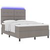 vidaXL Lit &agrave; ressorts avec matelas avec LED Taupe 140 x 190 cm tissu