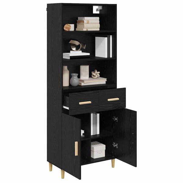 vidaXL Haut Armoire Ch&ecirc;ne noir 69,5 x 32,5 x 180 cm Bois d'ing&eacute;nierie
