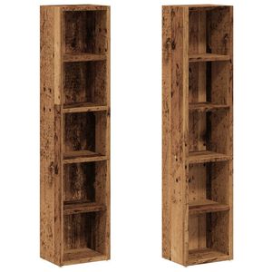 vidaXL Armoires &agrave; CD 2 pcs vieux bois 21x16x93,5 cm bois d'ing&eacute;nierie