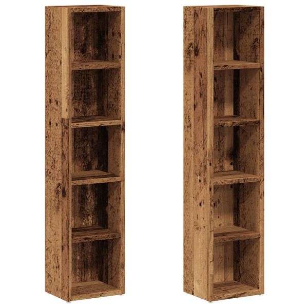 vidaXL Armoires &agrave; CD 2 pcs vieux bois 21x16x93,5 cm bois d'ing&eacute;nierie