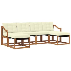vidaXL Ensemble de canap&eacute;s d'ext&eacute;rieur 6 pc 6 place Naturel et Cr&egrave;me