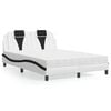 vidaXL Lit Viana avec matelas blanc et noir 140x200 cm similicuir