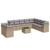 vidaXL Salon de jardin 11 pcs avec coussins beige r&eacute;sine tress&eacute;e