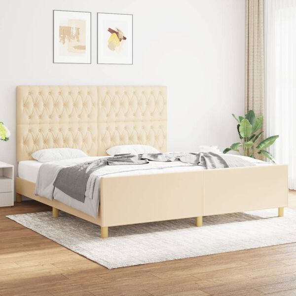 vidaXL Cadre de lit sans matelas cr&egrave;me 180x200 cm tissu
