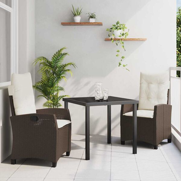 vidaXL Ensemble de salle &agrave; manger pour jardin 3 pcs Marron polyrotin