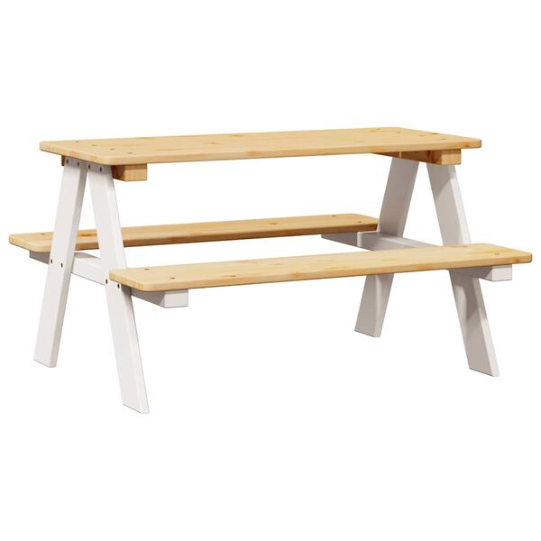 vidaXL Table et bancs pour enfants IRUN blanc 90x79,5x50cm bois massif