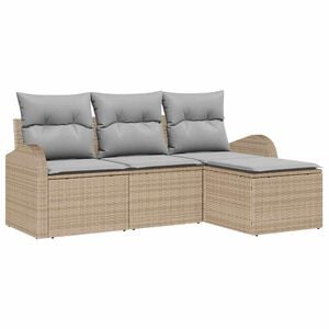 vidaXL Ensemble de Canap&eacute;s 4 pc Beige et Gris clair polyrotin