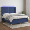 vidaXL Sommier &agrave; lattes de lit matelas et LED Bleu 140x200 cm Tissu