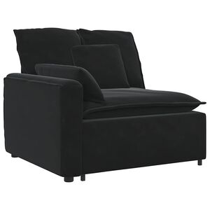 vidaXL Module d'extr&eacute;mit&eacute; d'accoudoir de canap&eacute; modulaire avec coussins noirs 100 cm